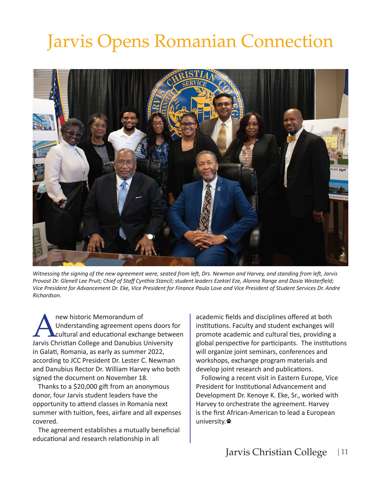 Memorandum istoric de cooperare semnat între Jarvis Christian College și Universitatea “Danubius” 