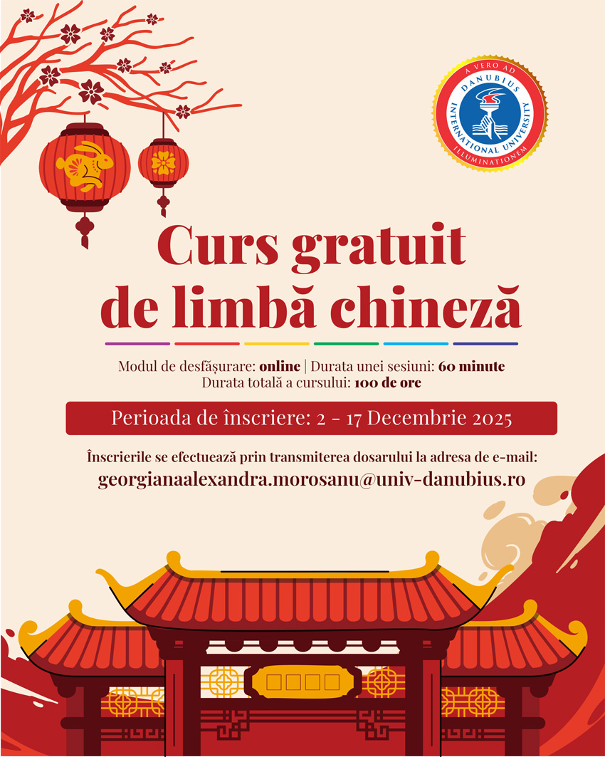 Universitatea Internațională Danubius organizează un curs gratuit de limba chineză!